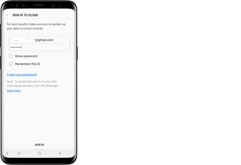 Connectez-vous à iCloud pour transférer les données de votre iPhone sur votre appareil Samsung