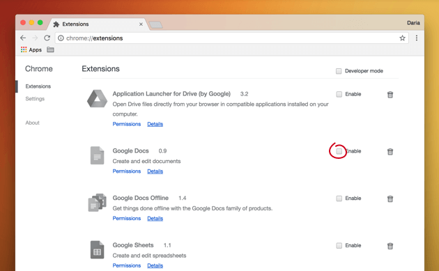 Résoudre les problèmes de Chrome Supprimer les extensions