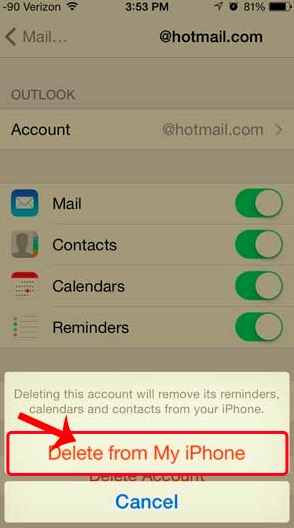 Supprimer le compte Hotmail de mon iPhone pour réparer