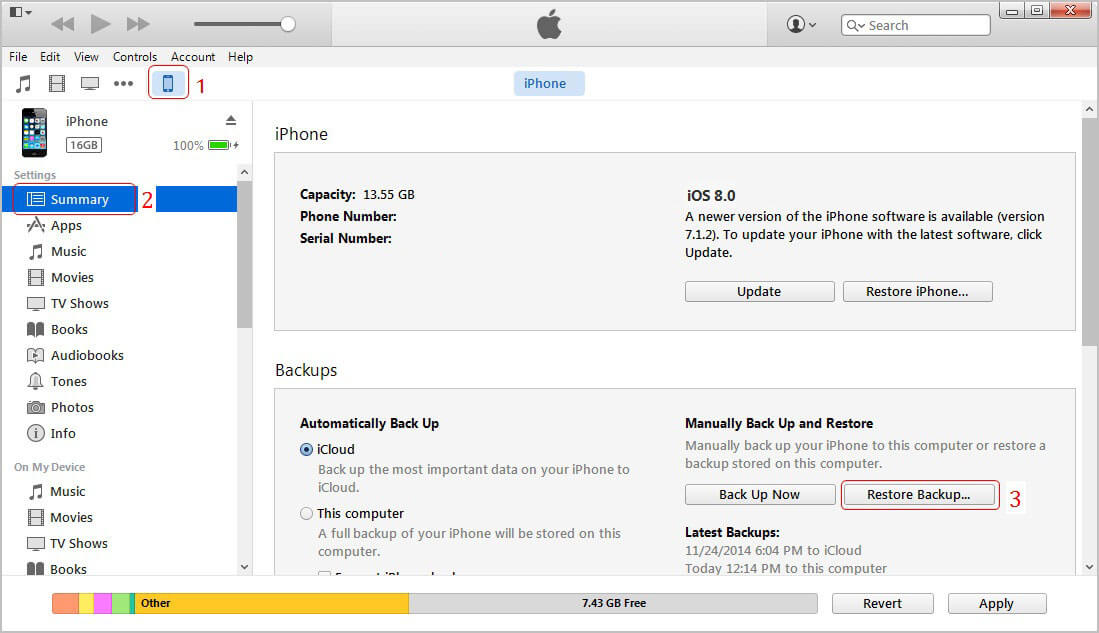 Restaurer l'historique des appels Sauvegarder Itunes Iphone