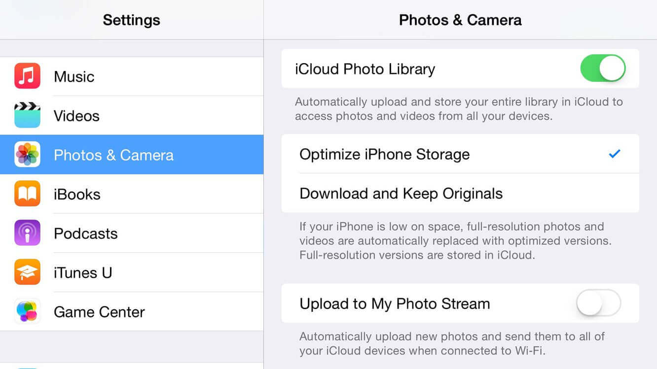 Activer la bibliothèque de photos Icloud