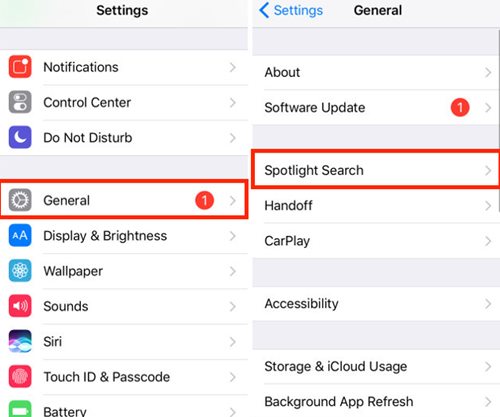 Effacer les messages Recherche Spotlight