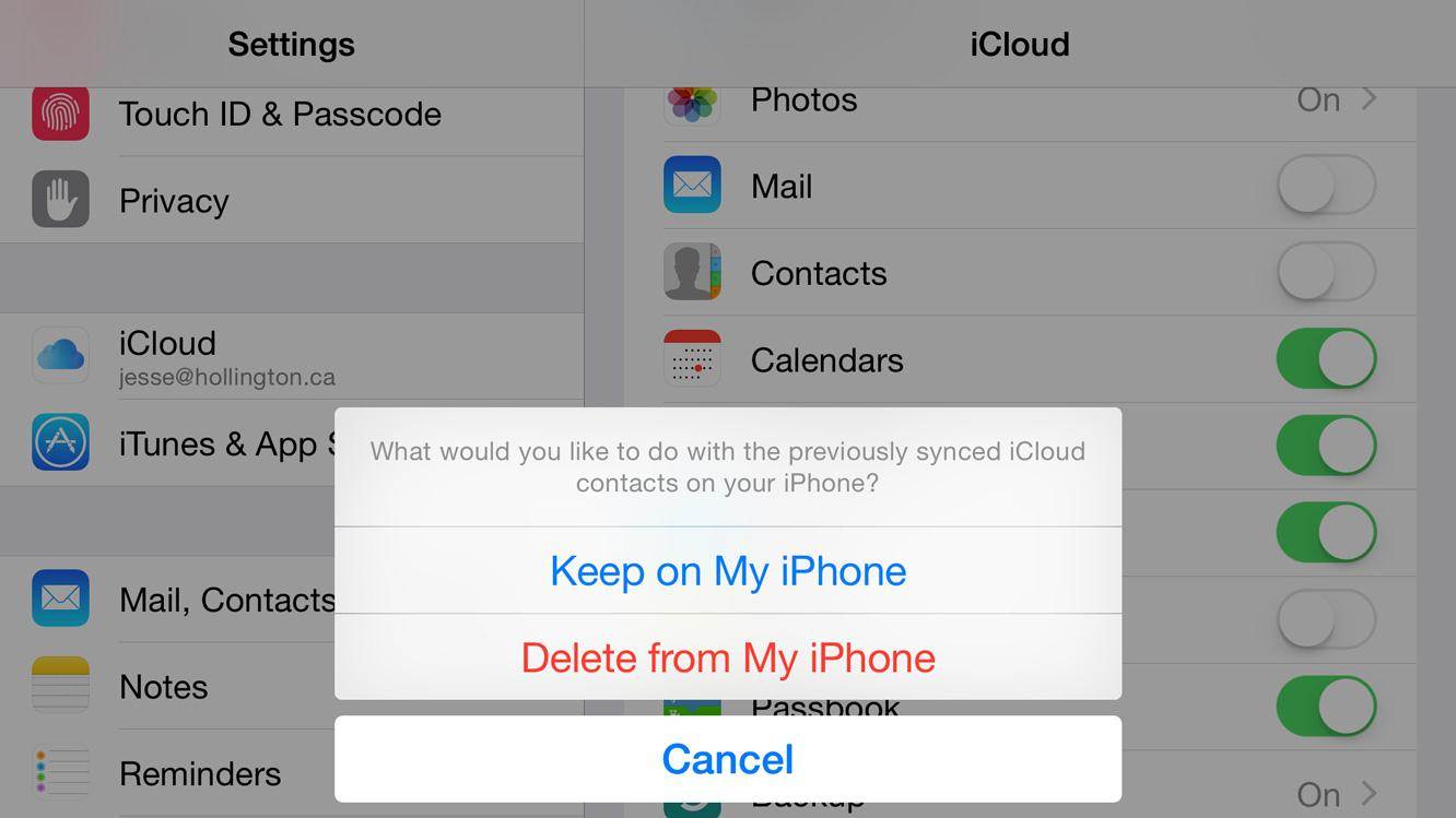 Supprimer le contact de Icloud