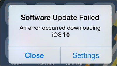 mise à jour a échoué iOS 10