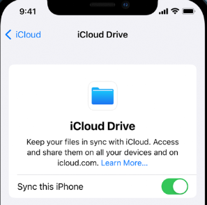 Activer les paramètres de sauvegarde iCloud Drive