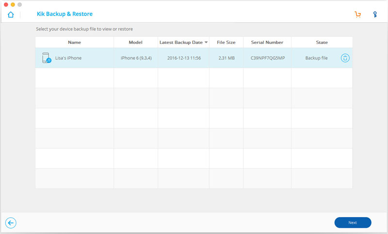 Kik Select pour exporter