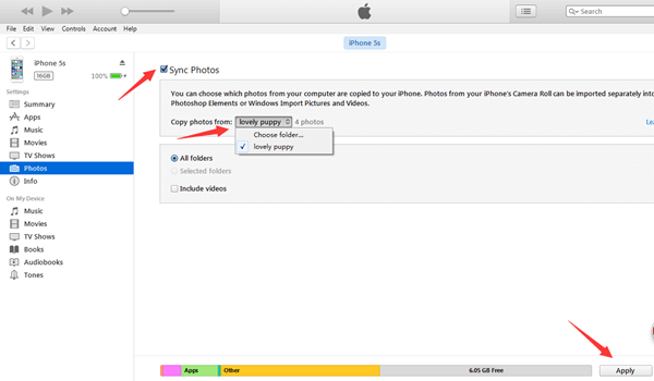 Transférer HEIC depuis iPhone X à l'aide d'iTunes