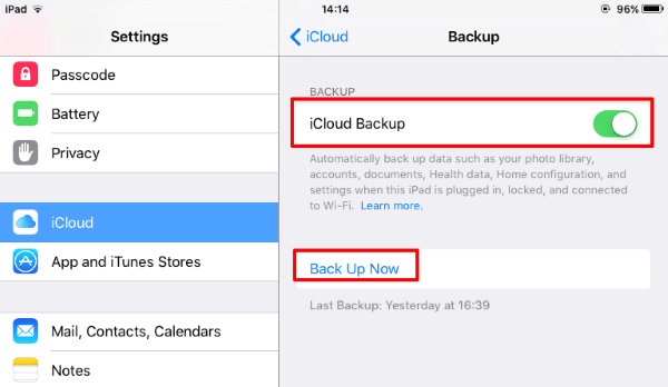 Sauvegarder mon iPad avec iCloud