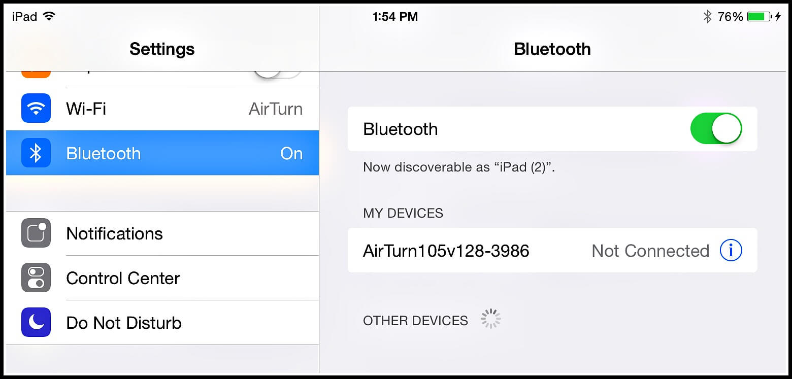 Désactiver l'iPad Bluetooth