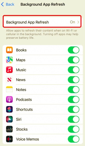 Désactivez la fonction d'actualisation de l'application en arrière-plan pour résoudre le problème de lenteur de l'iPod