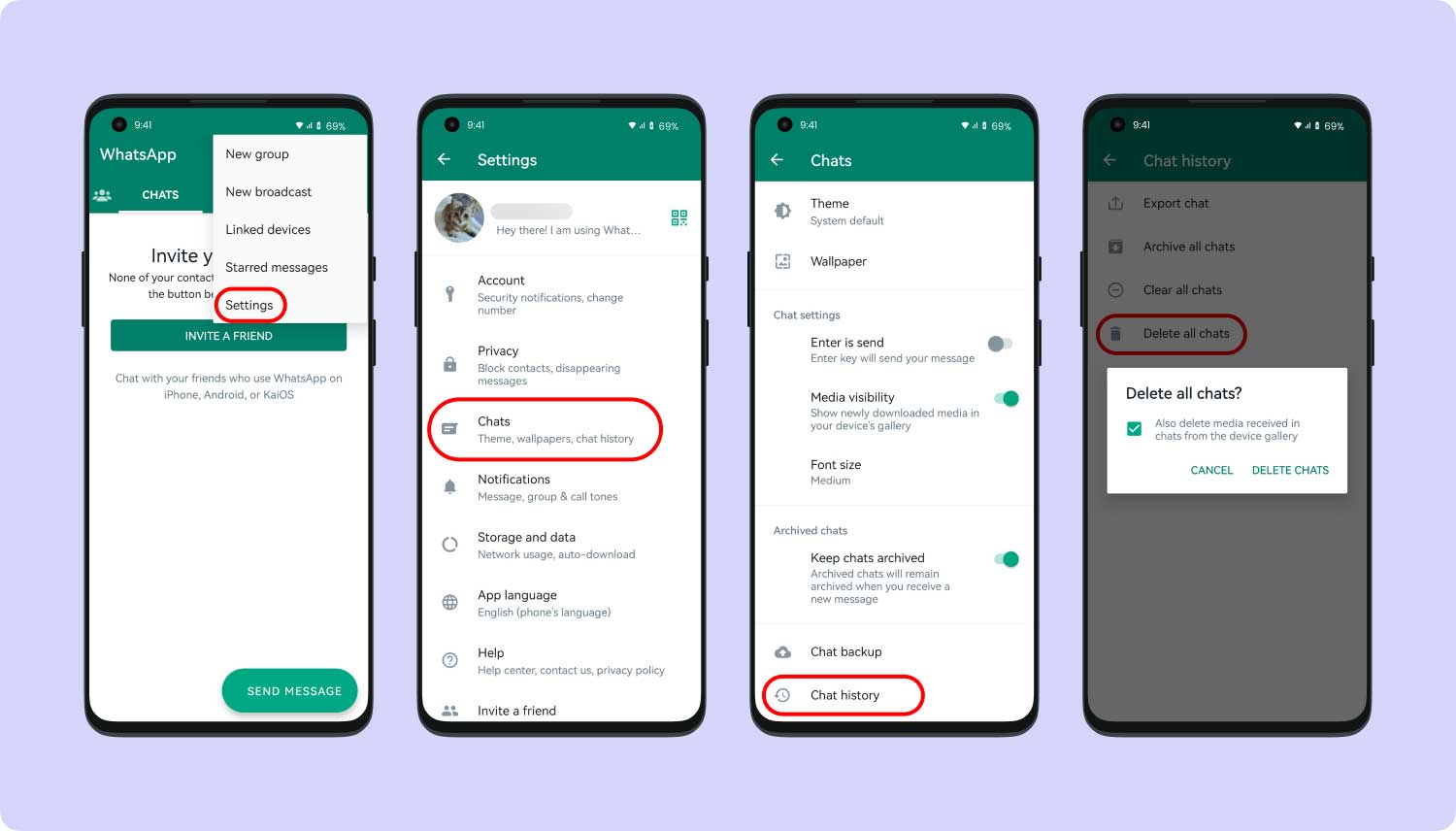 Supprimer l'intégralité du chat WhatsApp