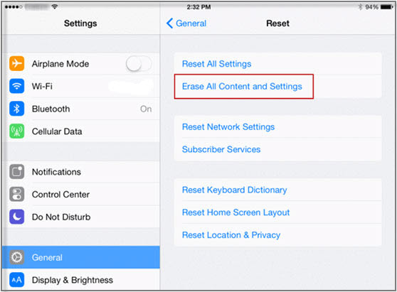 Effacer tout le contenu et les paramètres pour supprimer définitivement l'historique de l'iPhone