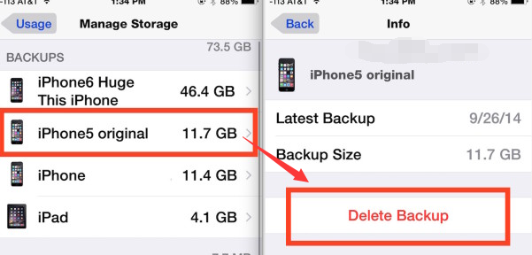 Utiliser iCloud pour supprimer la sauvegarde