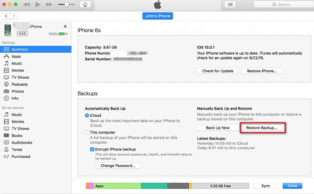 Utiliser iTunes pour effacer un iPhone verrouillé