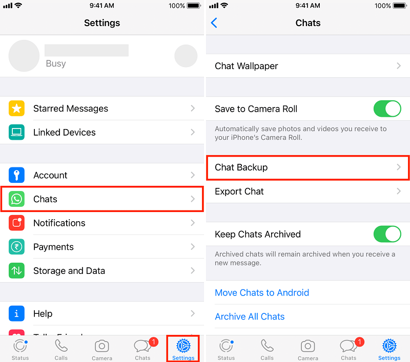 Sauvegarder WhatsApp sur iCloud