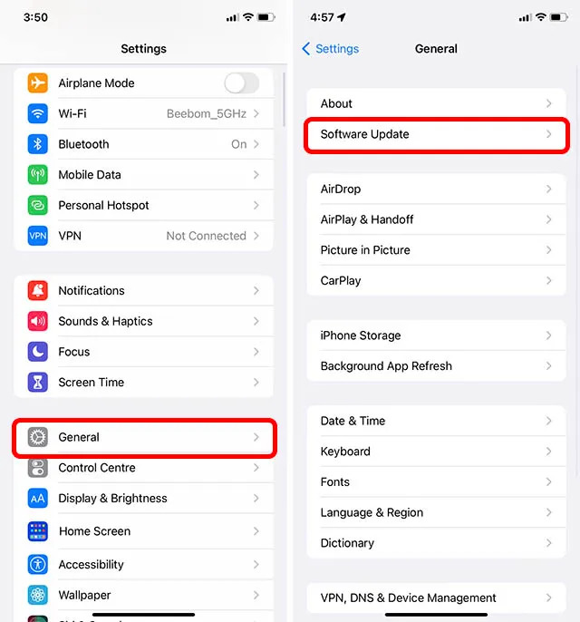 Solutions au problème « La musique téléchargée a disparu de l'iPhone » - Mettre à jour iOS