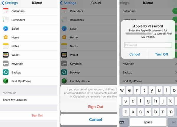 Déconnexion iCloud
