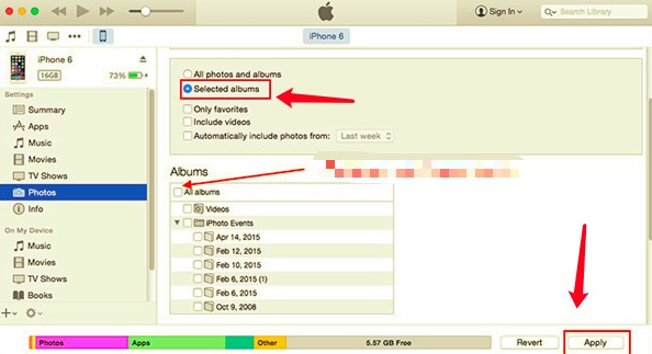 Supprimer des albums synchronisés avec iTunes