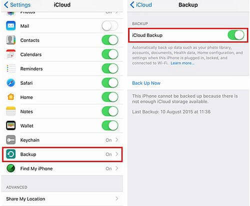 Désactiver Icloud Backup