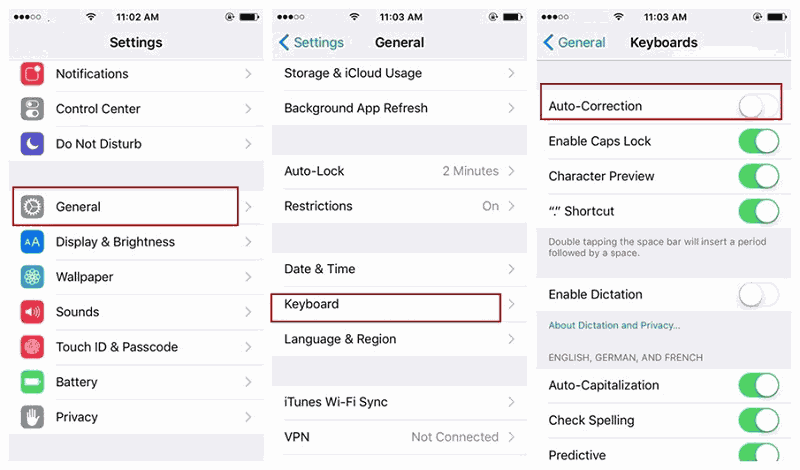 Désactiver la correction automatique de l'Iphone