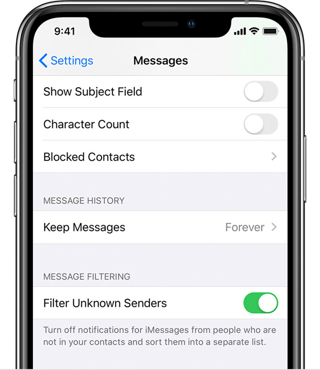 Débloquez l'expéditeur pour réparer l'iPhone ne recevant pas de SMS d'Android