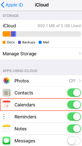 Désactiver le calendrier iCloud et le réactiver