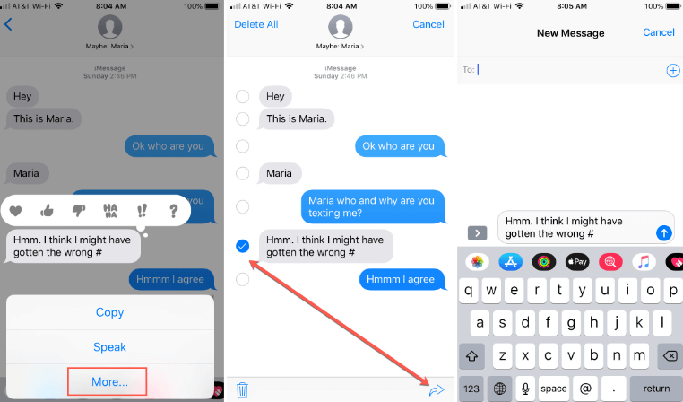 Copier manuellement les messages texte de l'iPhone