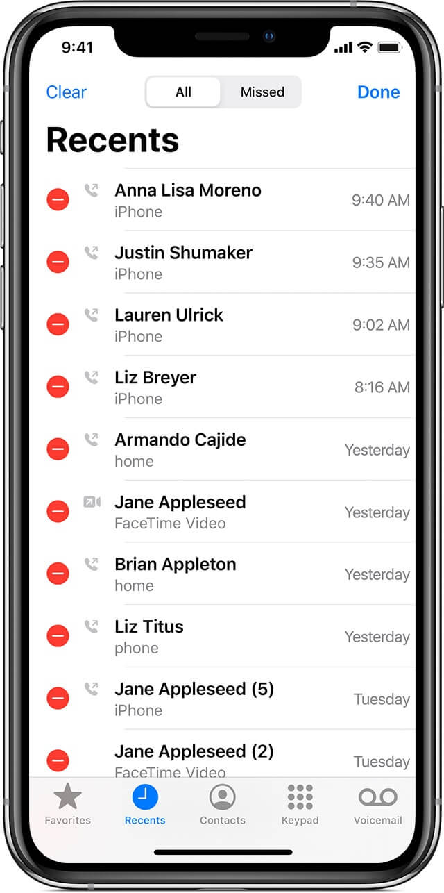 Afficher l'historique des appels récents sur iPhone