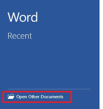 Récupérer un document Word à partir de fichiers récents