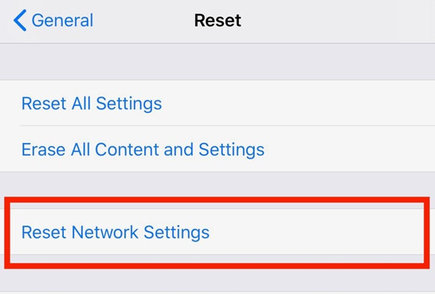 Réinitialiser les paramètres réseau pour réparer l'iPhone ne recevant pas de SMS d'Android