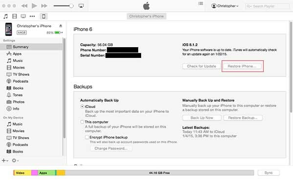 Restaurer l'Iphone Pour Réparer