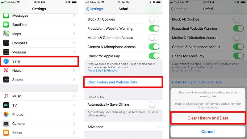 iPhone Effacer le cache de l'application sans supprimer l'application - Effacer le cache Safari