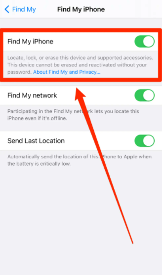 Désactiver Find My pour masquer l'emplacement sur iPhone