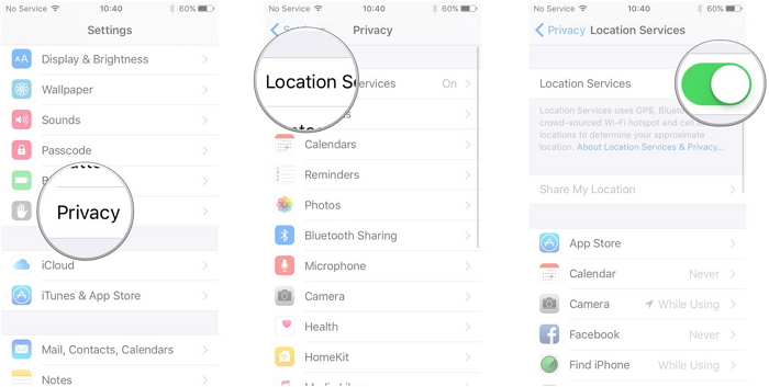 Activer les services de localisation sur Iphone