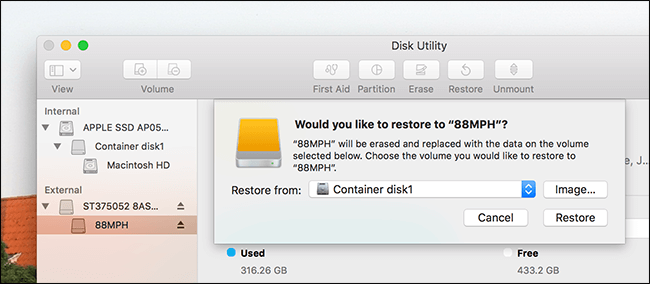 Vérifier l'espace disque disponible Utilitaire disque Mac