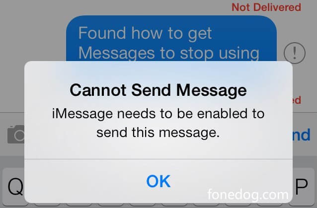 Correction du message nécessaire à Imessage pour envoyer ce message