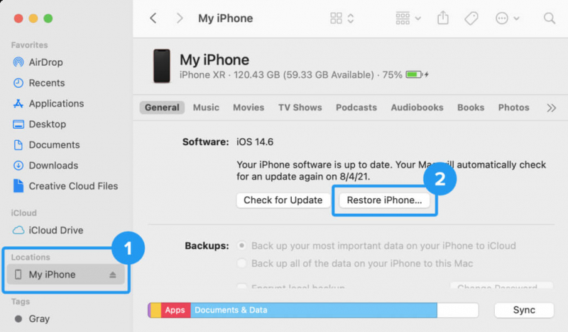Récupérer les messages récemment supprimés sur iPhone à l'aide du Finder