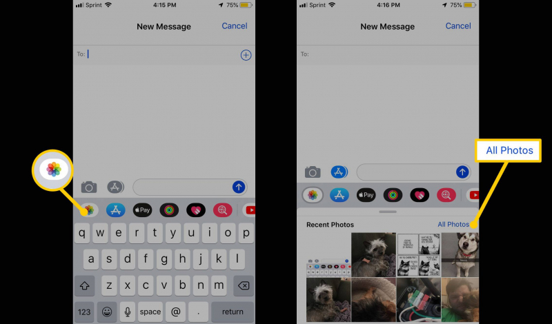 Utiliser des messages pour envoyer un GIF enregistré dans l'iPhone