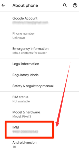 Trouver le numéro IMEI via l'application Paramètres pour déverrouiller le téléphone Android de l'opérateur