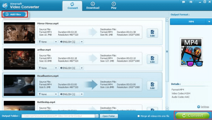 Convertir F4V en MP4 en utilisant Aimersoft Video Converter Ultimate