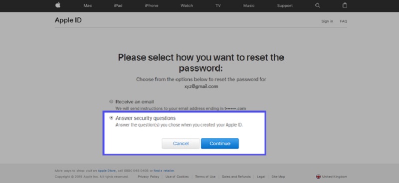 Répondez aux questions de sécurité pour reposer le mot de passe Apple iTunes