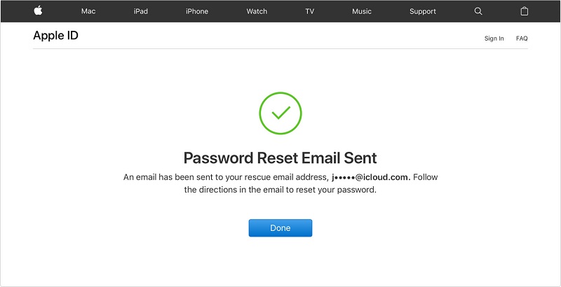 Obtenez un e-mail de repos de mot de passe pour reposer le mot de passe Apple iTunes