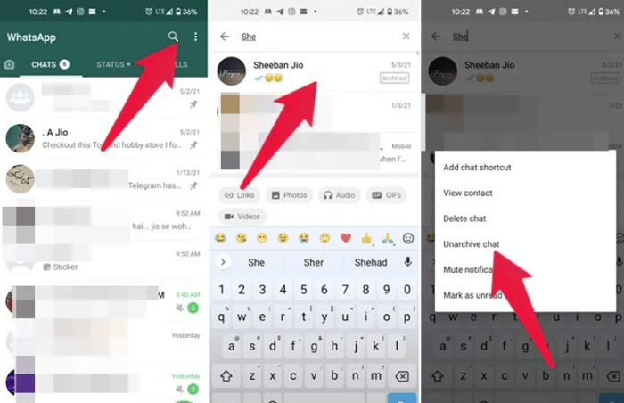 Récupérer les messages de groupe WhatsApp supprimés à l'aide des discussions WhatsApp archivées