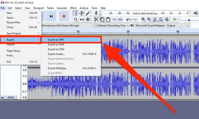 Enregistrer de YouTube en MP3 - Audacity