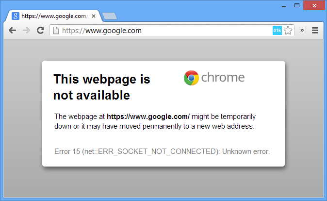 Chrome ne se connecte pas à Internet