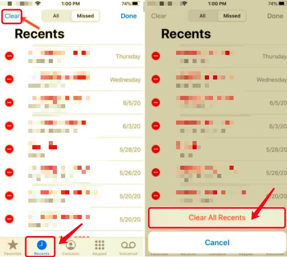 Comment supprimer tous les appels sur iPhone