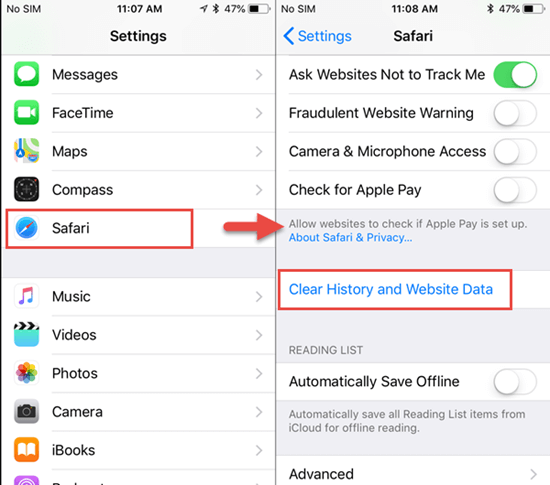 Supprimer définitivement l'historique de Safari iPhone