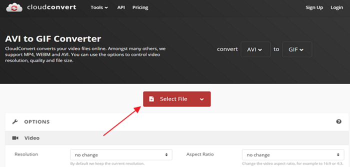 Convertir M4V en GIF à l'aide de CloudConvert