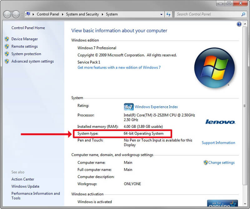 Ordinateur Windows 7 64 Bit
