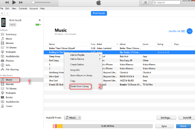Supprimer complètement la musique de votre iPod